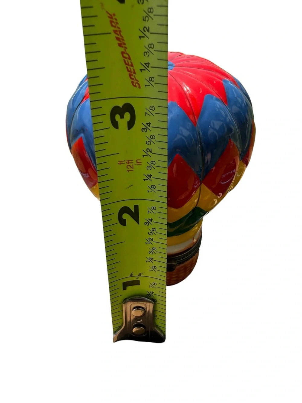 Vintage Hot Air Balloon Trinket Box Hinged Ceramic Jewelry Keepsake Box Colorful